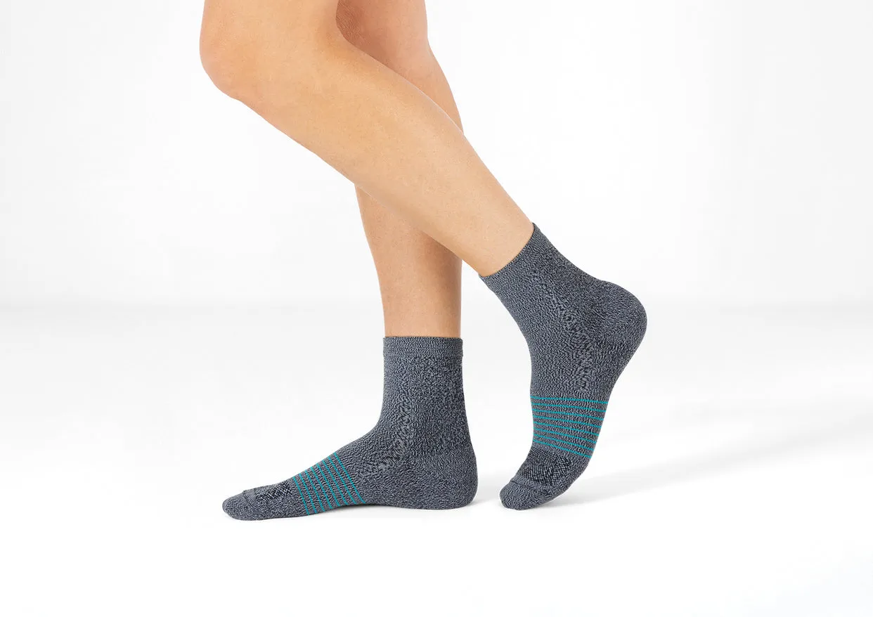 Cheap Authentic Compression Ankle Socks 20-30 mmHg Gray Teal Stripe 0201